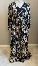 BNWT WHITE STUFF 'JONIE SHIRRED JERSEY' MIDI DRESS BLACK/BEIGE SIZE 12 RRP £69