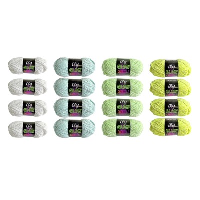 4 Rollen Glow in the Dark Garn, Chenille Garn, Glow in the Dark Garn, 70m,