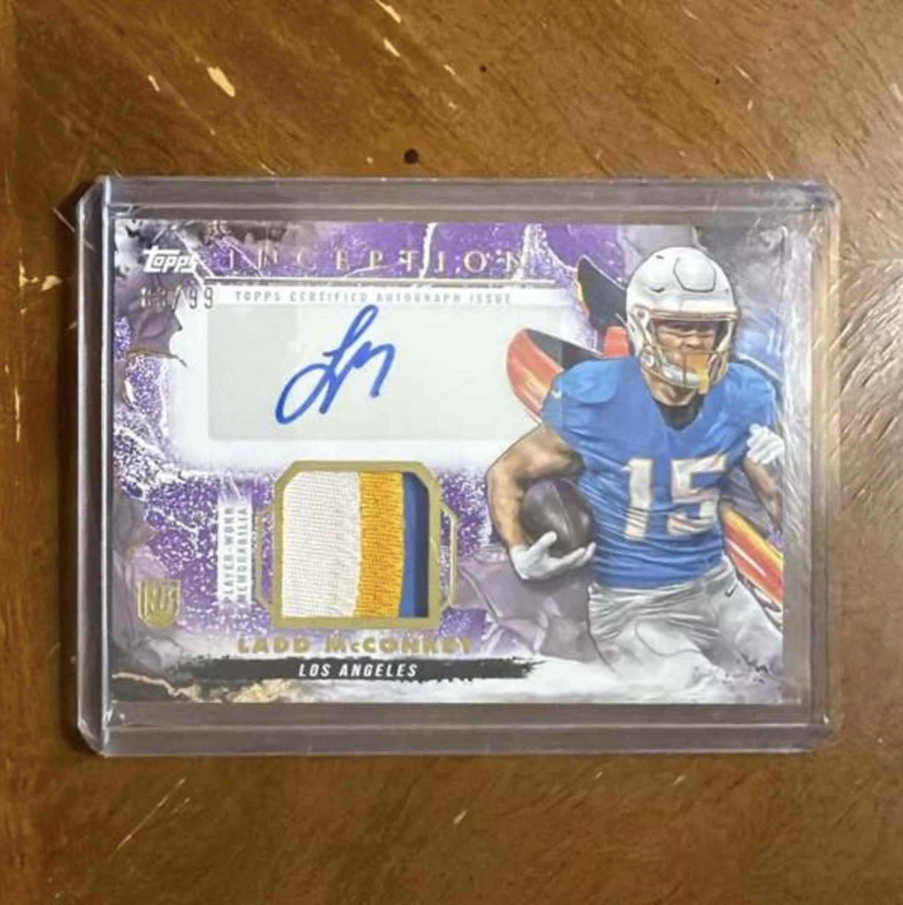 Ladd McConkey Topps Inception Provenance Patch Autographs #PPALM Purple