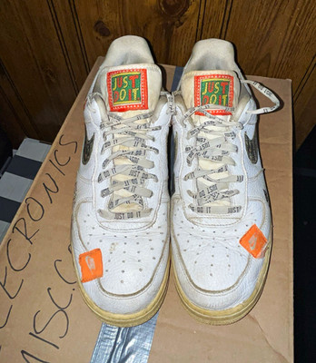 Nike Air Force 1 Low Top Leather Sneakers ''Just Do It'' White/Orange/Black