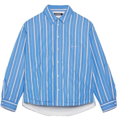 Jacquemus Men s  'La Chemise Boulanger' Shirt In  Virgin Wool Blue Strip Size 48