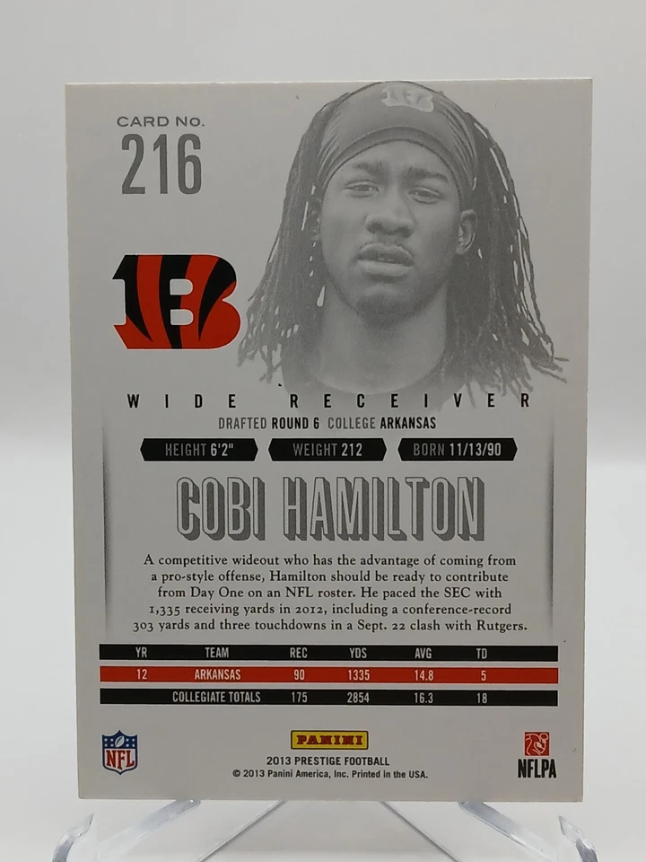 2013 Prestige 216 Cobi Hamilton Rookie Red Extra Points Bengals - Image 2 of 2