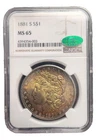 1881-S Rainbow Toned Morgan Silver Dollar NGC MS65 Gorgeous Gem Coin