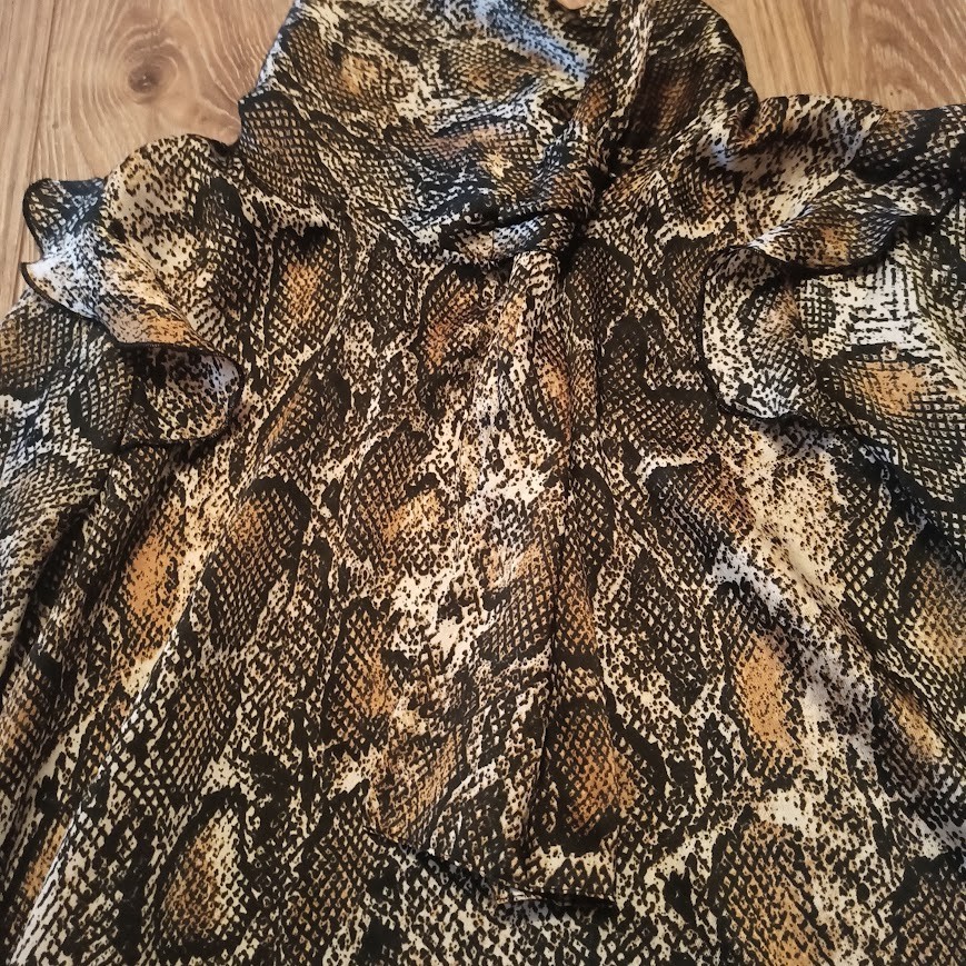 ZARA Women’s Snakeskin Python Print Ruffle Blouse… - image 3