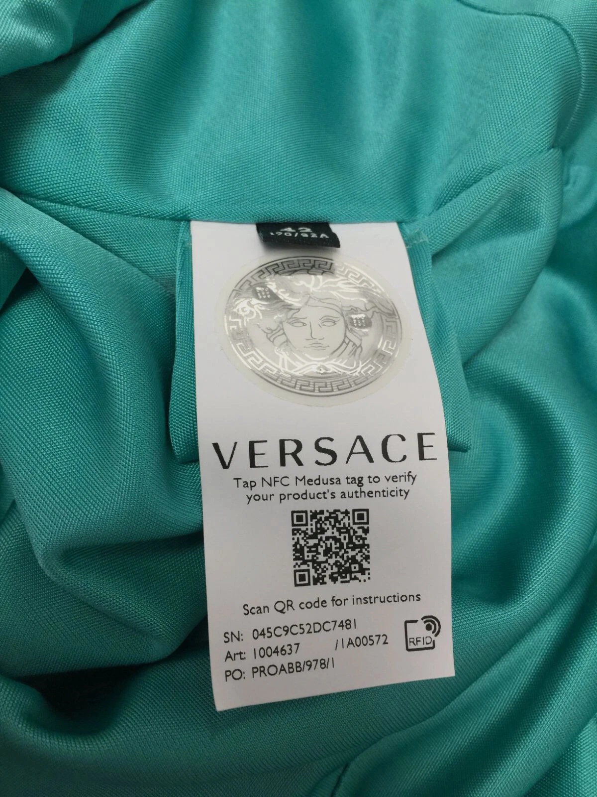 Mini abito da donna blu Versace $3475 con taglio a spalla tagliata EU42 US6