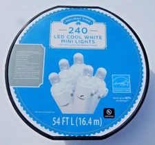 Wal-Mart Holiday Time 240 LED Cool White Mini Lights White Wire Indoor/Outdoor