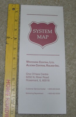 Wisconsin Central Ltd Algoma Central System Railroad Fold  Map 