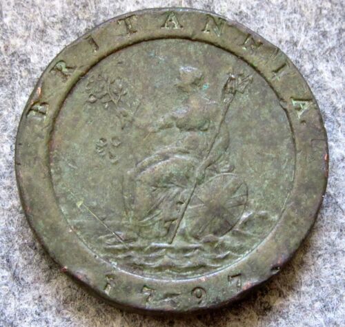 GREAT BRITAIN GEORGE III 1797 2 PENCE - CARTWHEEL SEATED BRITANNIA LARGE COPPER - Picture 1 of 6