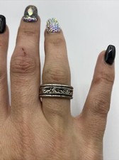 925 Sterling Silver Vintage Tribal Design Band Ring 559