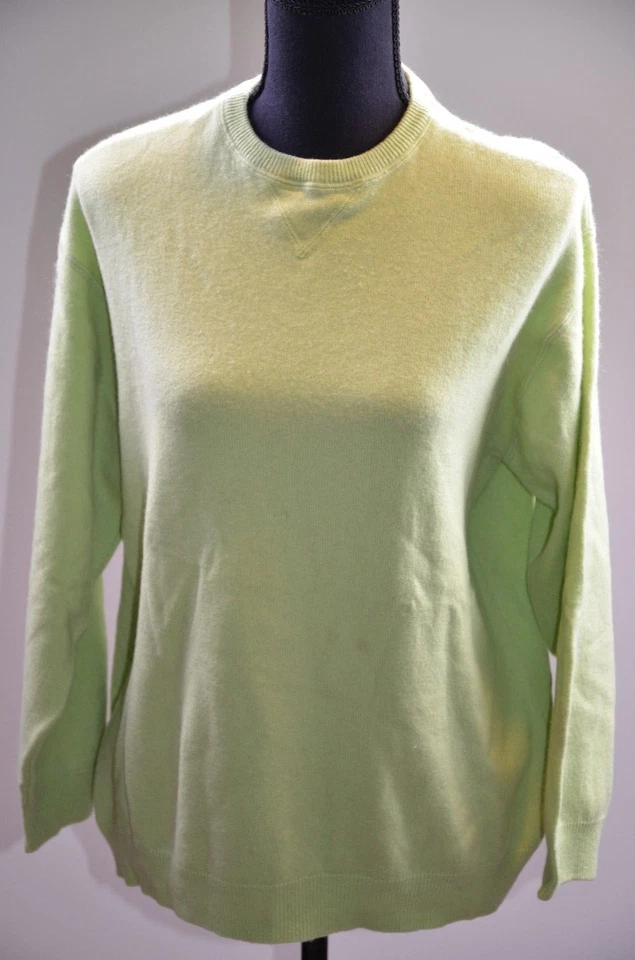 Lindo suéter para mujer Forte talla grande cachemir cuello redondo manga larga verde lima Foto 2 de 4