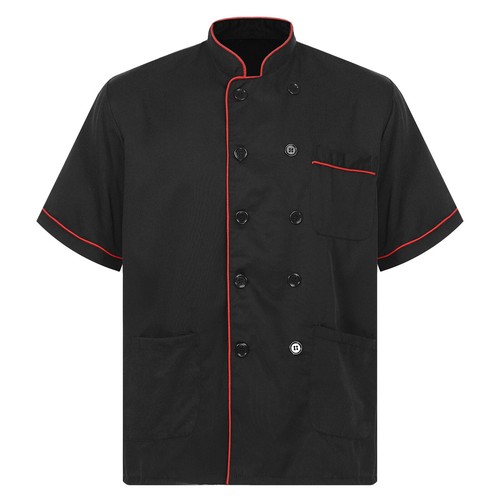 Unisex Short Sleeve Chef Jacket Mens Womens Canteen Shirt Top Hotel Cook Uniform - Picture 34 of 44