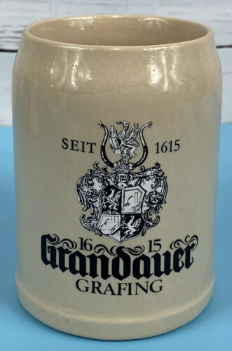 Grandauer Grafing 1615 German Beer Stoneware Cup Mug Stein 0.5 Liter RARE Import