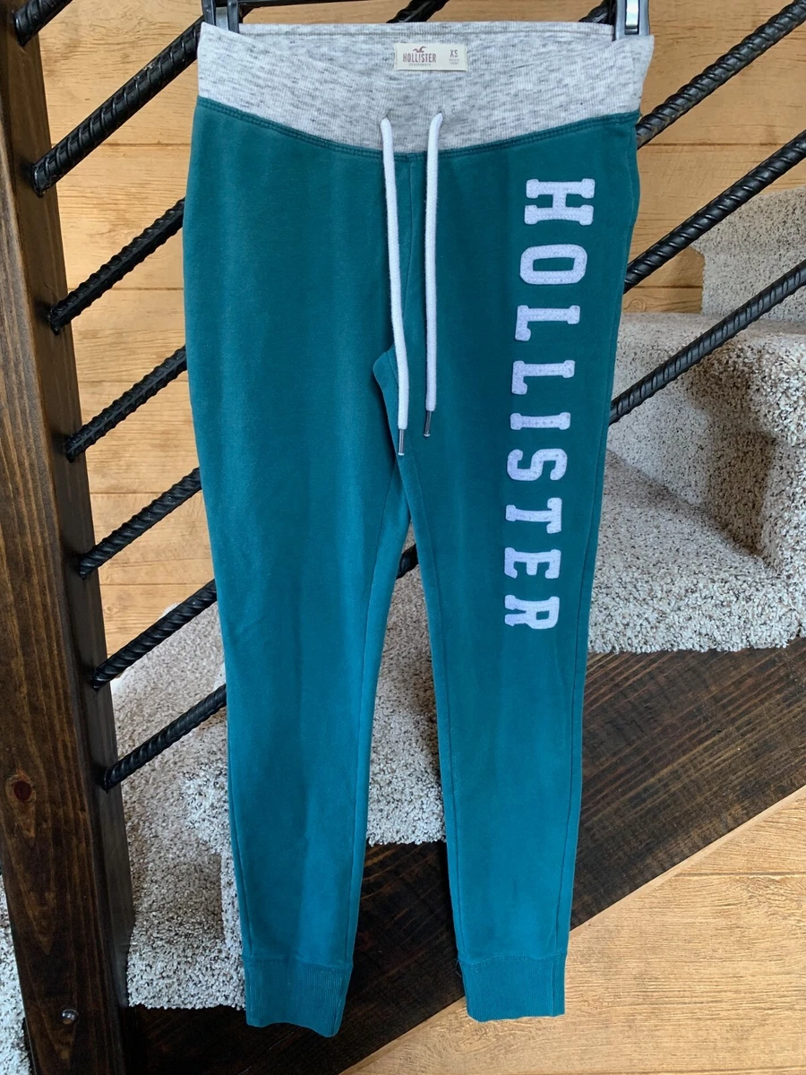 Hollister Women's Size XS Knit Jogger Leggings Green Gray Pants LOGO Slim  Fit