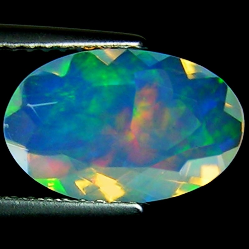 1.53 Ct Natural Ethiopian Faceted Opal Gemstone Multi Color Oval Cut