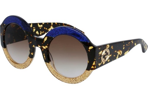Gucci GG0084s 002 Blue \u0026 Gold Glittered 