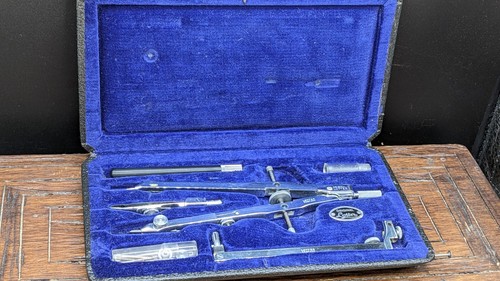 Antique Orig. Lotter Set of Drafting Tools & Precision Compass, Germany 
