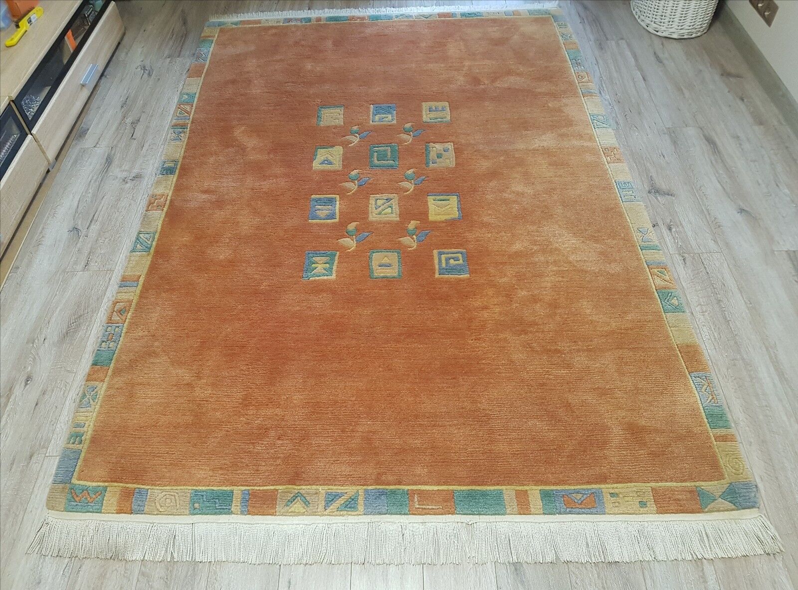 Traditional Nepal HAND MADE Tibet Shenpo 100% wool terra carpet 241*171 cm 23kg