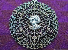 Pendentif  ancien Bretonne argenté XIXe siècle  Old Breton silver pendant 19th c
