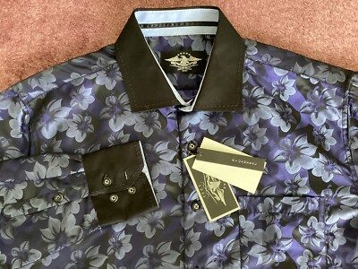 El General 1901 Men's Button Shirt Size Large XL Black Blue - NEW