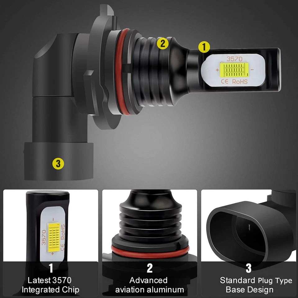 9005 h11 LED Headlights Lights Bulbs For Chevy Silverado 1500 2500HD 2007-2014 - Image 3 of 4