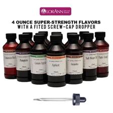 LorAnn 4 oz Super Strength Flavors, Oils, Four Ounce with Fitted Glass Dropper 