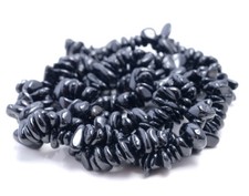 7-8MM BLACK TOURMALINE GEMSTONE PEBBLE NUGGET CHIP LOOSE BEADS 34"