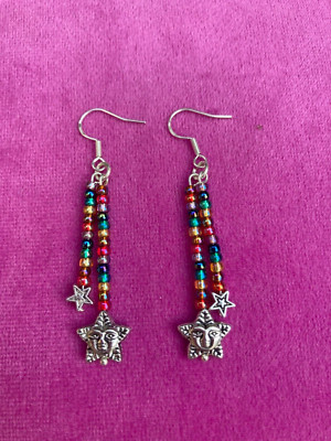 Handgefertigte Stern/Regenbogen Ohrhänger mit Sterling Silber Drähten