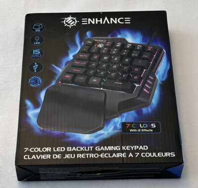 ENHANCE One Handed Keyboard Gaming Keypad with 7 Color LED and Programmable Keys
