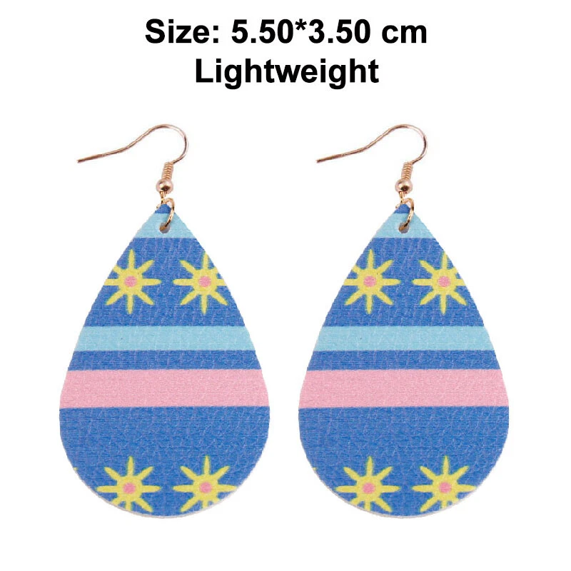 Женские кожаные серьги фламинго с принтом ладонь лист капли ювелирные изделия - Изображение 4 из 4