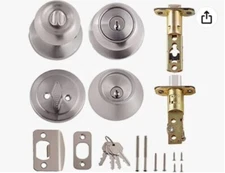 Entry Knob and Deadbolt Satin Nickel Amazon Basics brand