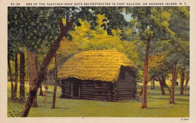 The Lost Colony of Roanoke Island Simple Hut North Carolina Vtg Postcard CP393