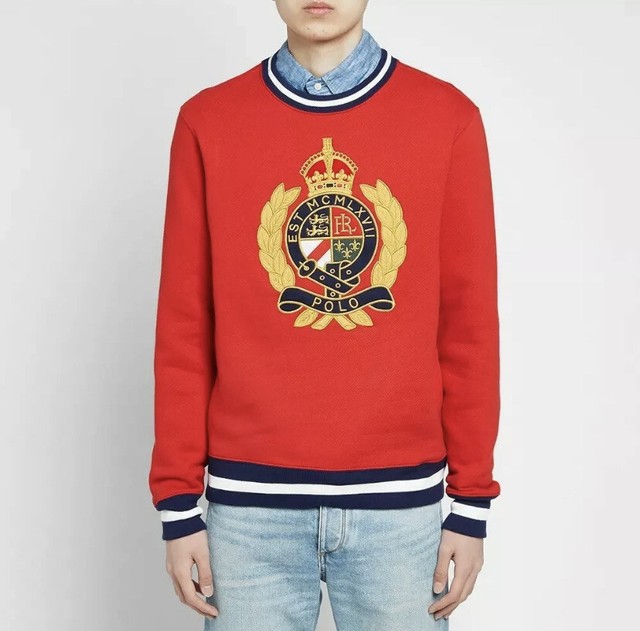 Polo Ralph Lauren Crown Cookie Crest Crew Neck Sweatshirt Red S for sale online | eBay