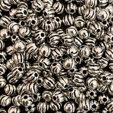 100 GRAMS PEWTER BEADS, 4mm diameter ROUND MELON SHAPE