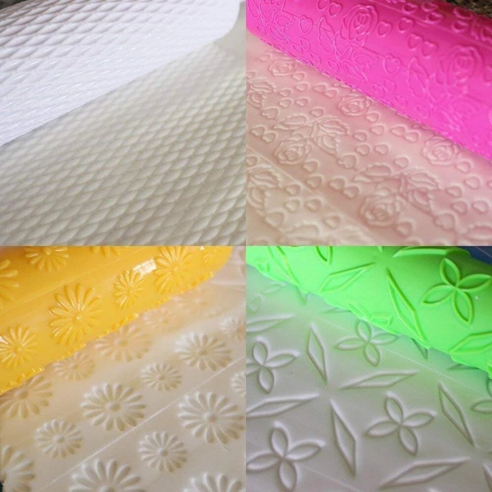 Rolling Pins Embossed X 3 Squares Daisy Hearts Cake Decorating Fondant Pastry S2 - Image 2 of 4