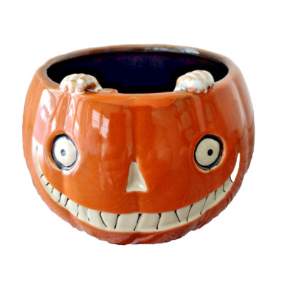 Yankee Candle 2015 Boney Bunch Grinning Pumpkin Jack-o-Lantern Candy Dish Whimsy