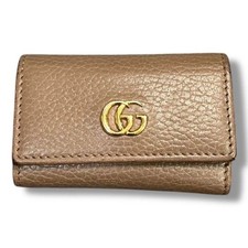 GUCCI GG Marmont Leather key case GG logo key case Beige F