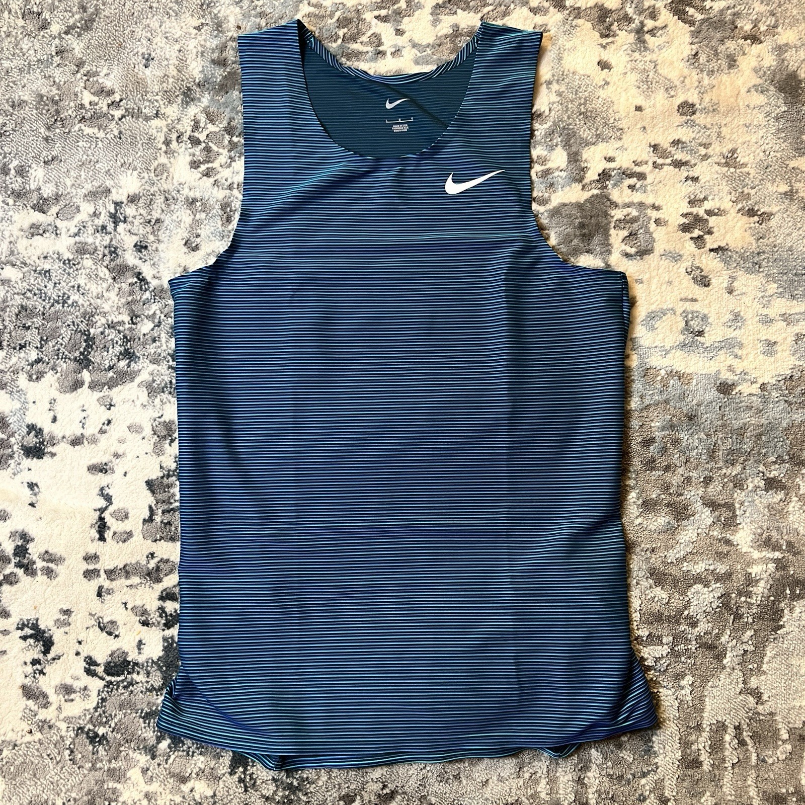Nike 2022 Pro Elite Running Singlet Blue CW2569-317 Made In USA Men's Size Large