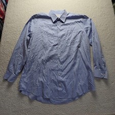 Enro Dress Shirt Mens 18 36/37 Blue Solid Classic Fit Non Iron Cotton LS