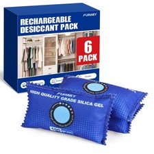 6 Pack 100g Rechargeable Desiccant Packs Storage, Color Indicating Silica Gel