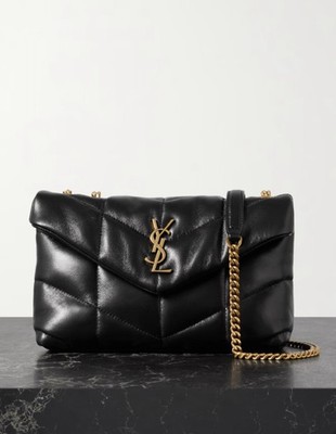 Authentic Saint Laurent Puffer Toy Quilted Nappa Leather Shoulder Bag Black
