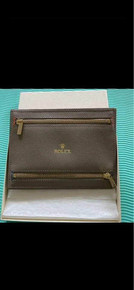 Auténtico reloj Rolex estuche de viaje cuero de becerro marrón topo Foto 2 de 3