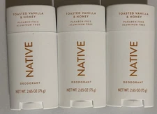 3-Pack Native Natural Aluminum-Free Deodorant | Toasted Vanilla & Honey