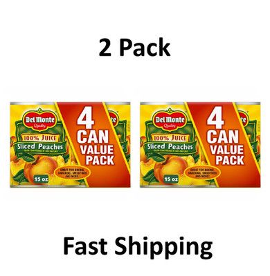Yellow Cling Sliced peaches in 100% Juice 15 oz Can Pack of 4   2 Packs