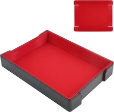 PU Leather Dice Tray Magnetic Folding Rolling Mat with Red Felt 