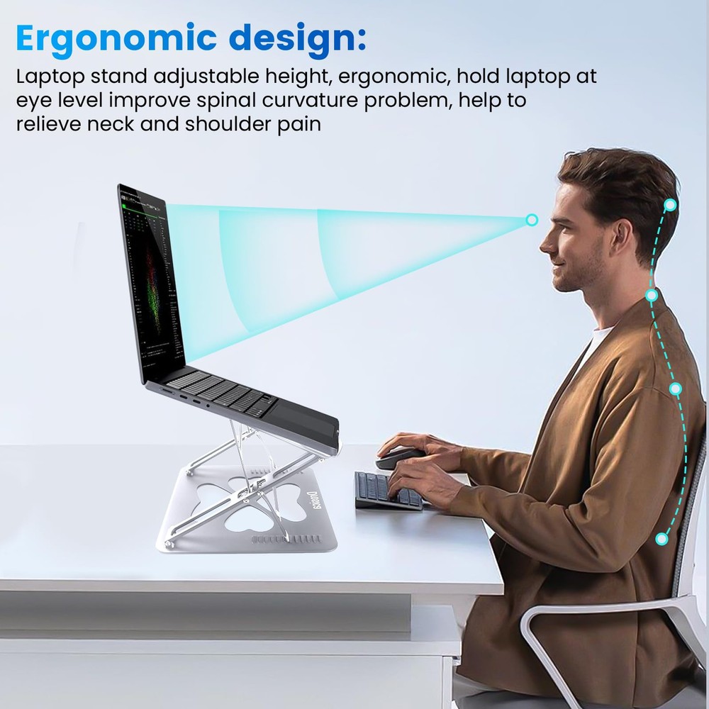 Adjustable Laptop Stand for Desk Holds 10-20 Inch Laptops Up to 55 lbs