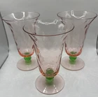 Watermelon Depression Glass  Goblets 5.25” Uranium Set of 3 Excellent