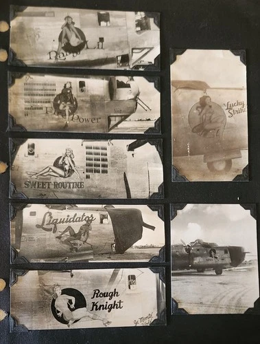 7 WW2 ORIGINAL US MILITARY WAR FIGHTER BOMBER AIRPLANE NOSE ART PHOTO