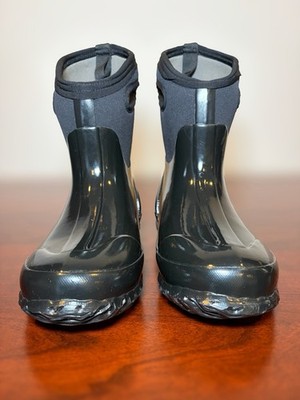 BOGS Classic Mid Shiny Boots Womens 6 Black Waterproof 7mm Insulated -40°