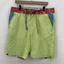 Robert Graham Board Shorts Mens 34 Multicolor Gingham Paisley Lined Swim Trunks
