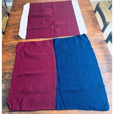  2 Handmade Crocheted Color Block Baby Blankets Appx 29x26  each